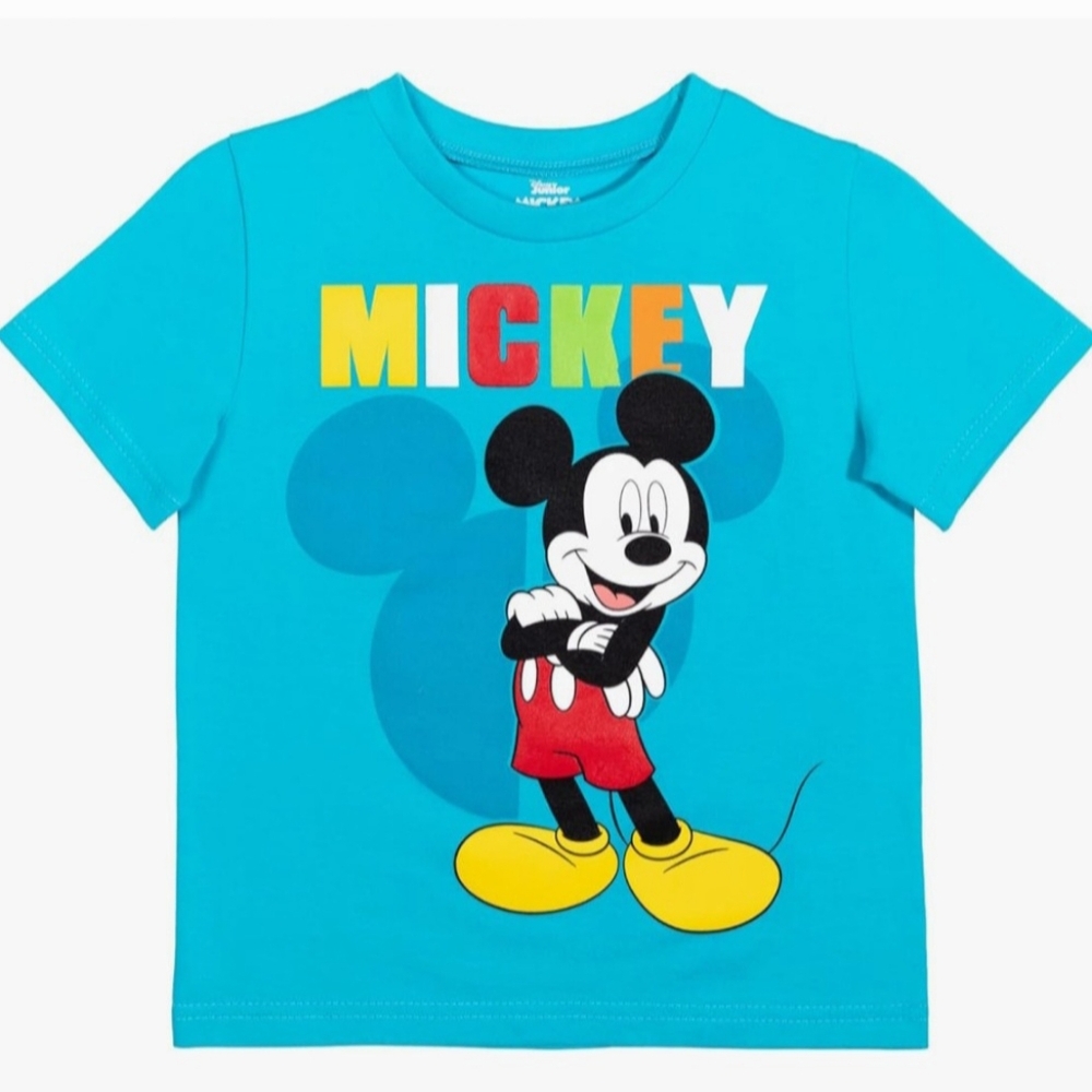 DISNEY Mickey Mouse Teal Blue Tshirt, Youth 7-8